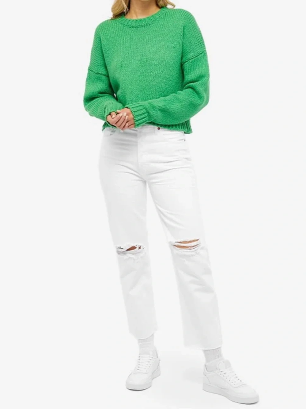 Re/Done White Distressed Straight Leg High-Rise Jeans - Size 25 NWT